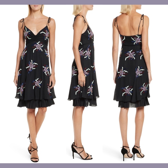 NWT $695 Cinq A Sept Porsca Embellished Silk Dress [SZ‎ 4 ] - Picture 1 of 8